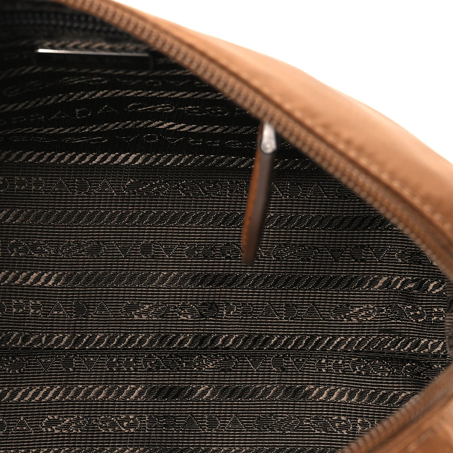 Prada Re-Nylon Vela Saffiano Wristlet Brandy