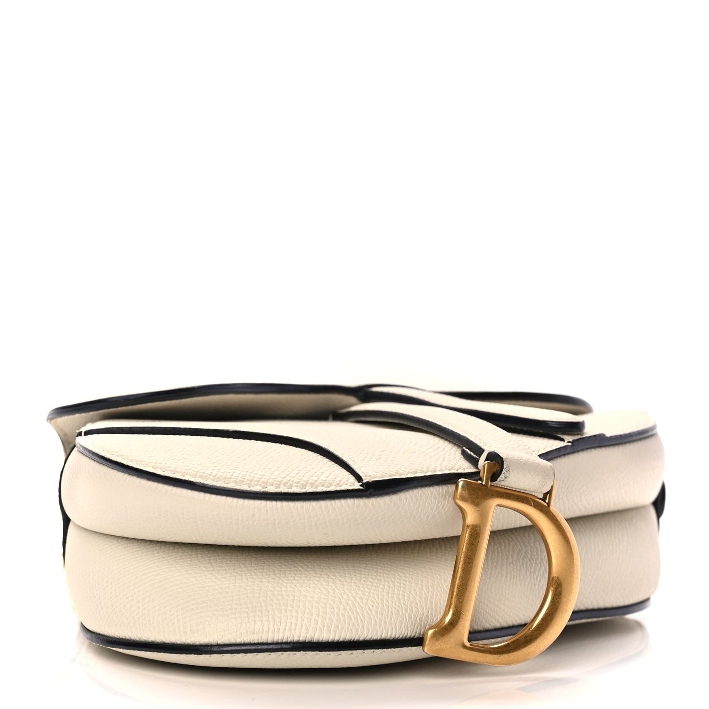 Christian Dior Grained Calfskin Mini Saddle Bag With Strap White