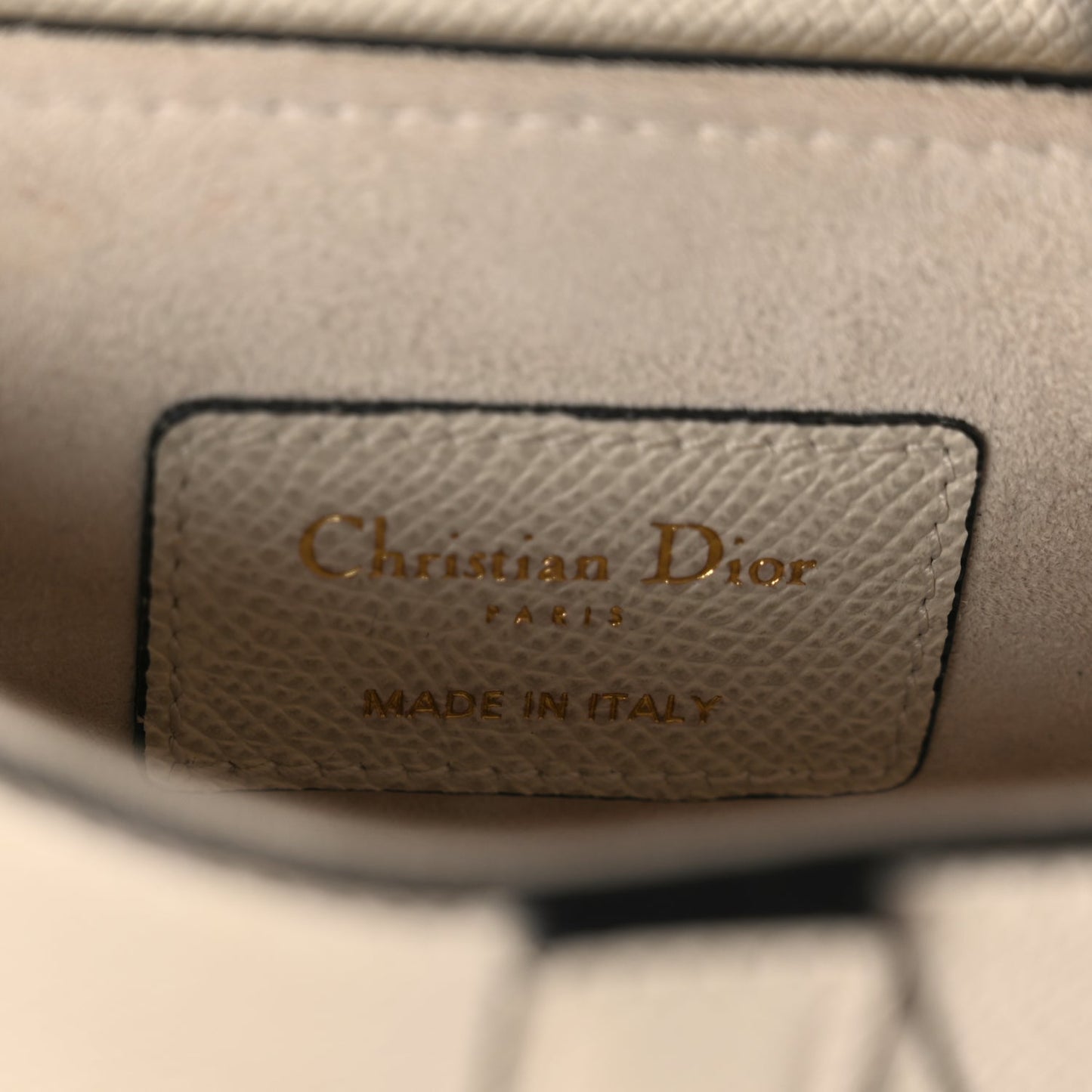 Christian Dior Grained Calfskin Mini Saddle Bag With Strap White