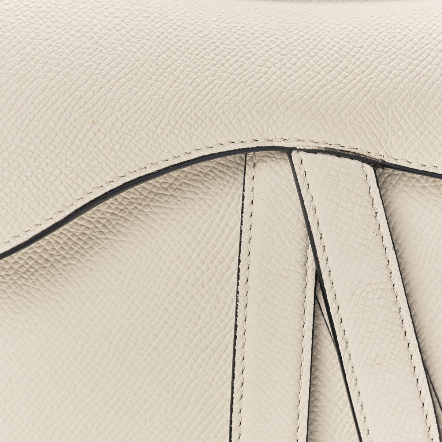 Christian Dior Grained Calfskin Mini Saddle Bag With Strap White
