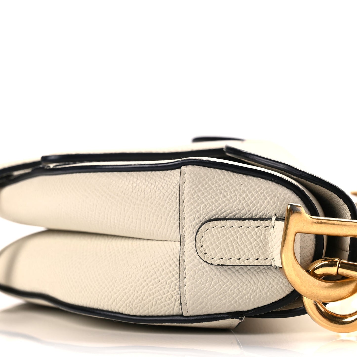 Christian Dior Grained Calfskin Mini Saddle Bag With Strap White