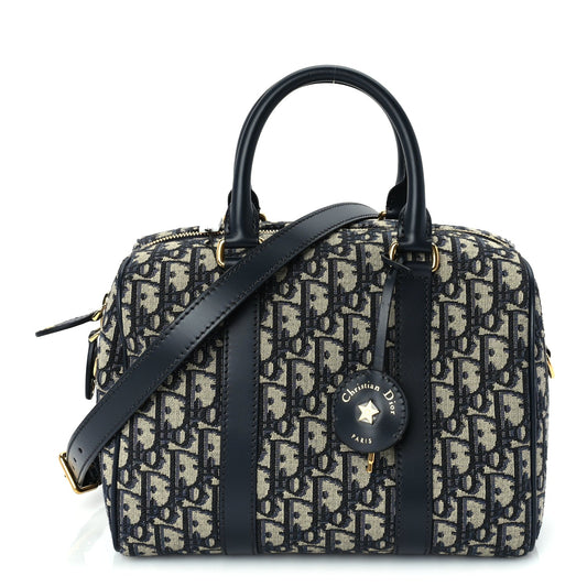 Christian Dior Oblique Calfskin Groove 25 Bag Blue