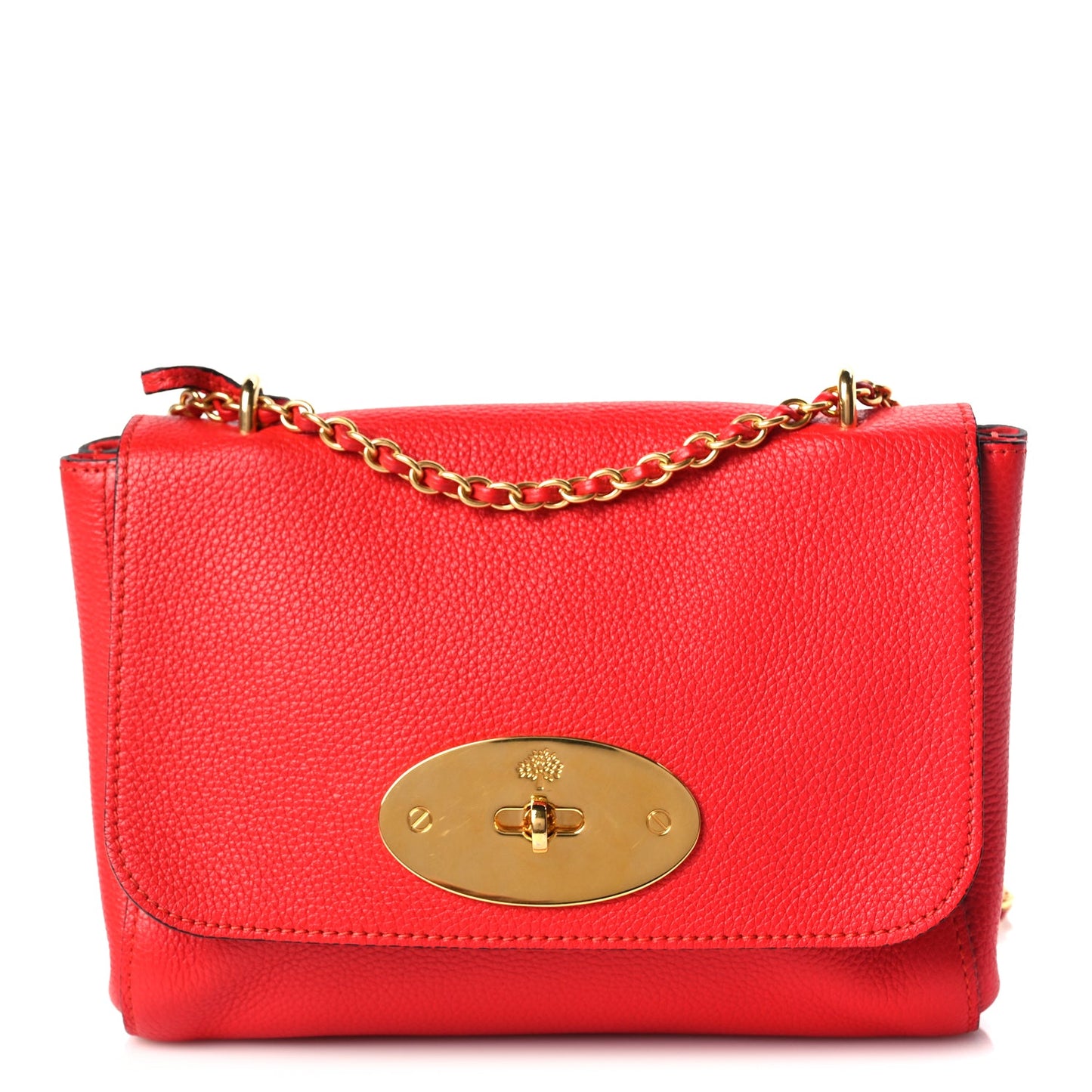 Mulberry Small Classic Grain Calfskin Small Lily Flap Fiery Red
