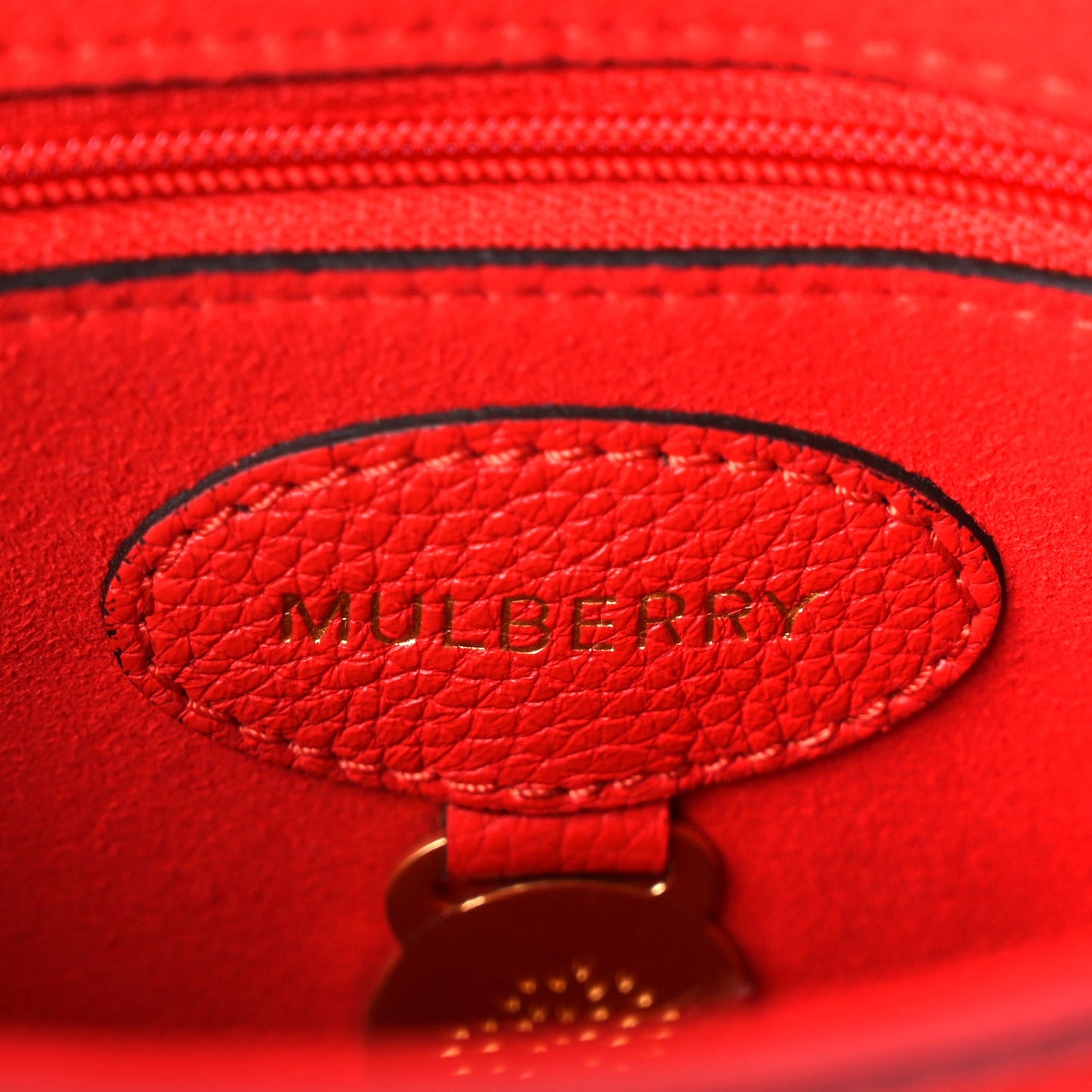 Mulberry Small Classic Grain Calfskin Small Lily Flap Fiery Red