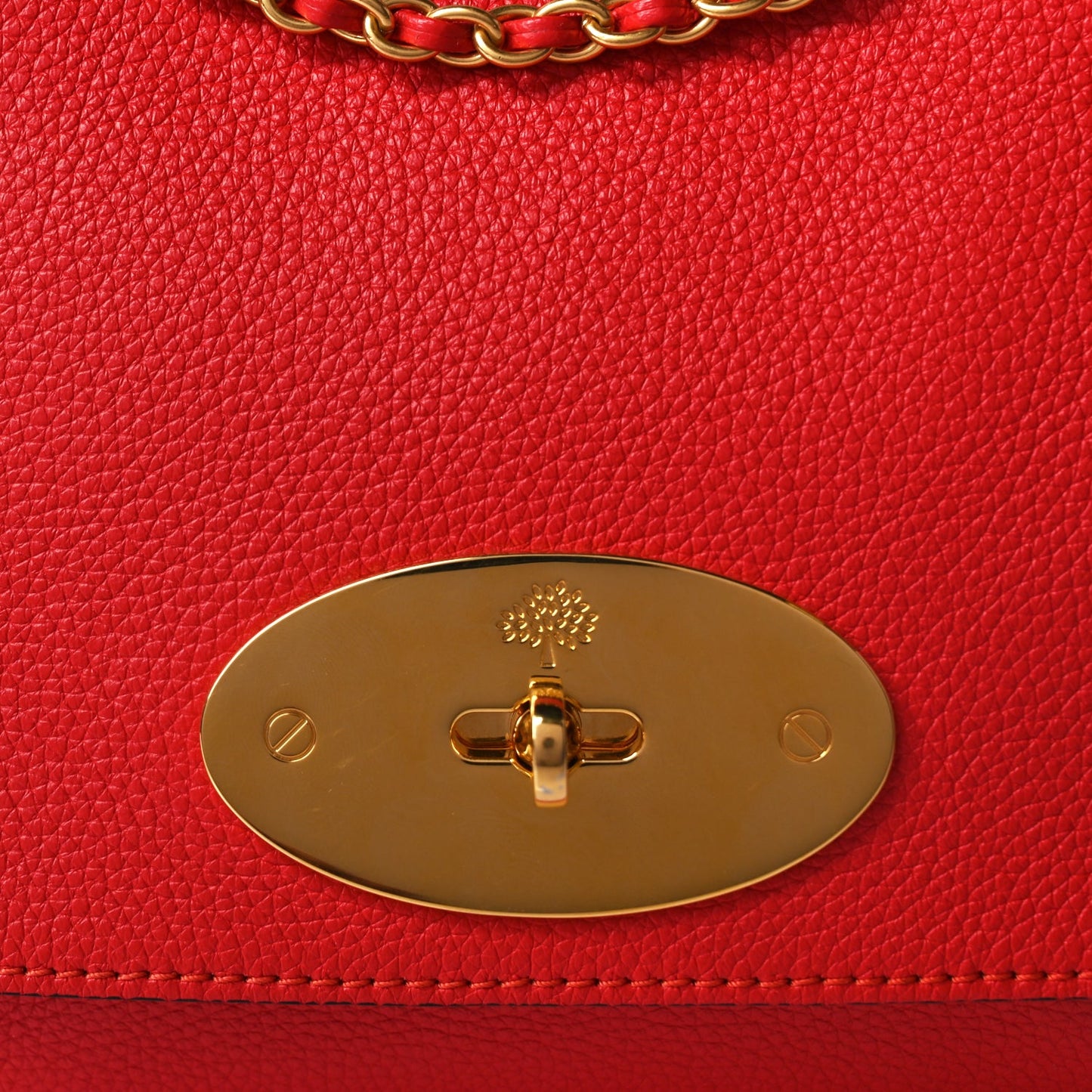 Mulberry Small Classic Grain Calfskin Small Lily Flap Fiery Red