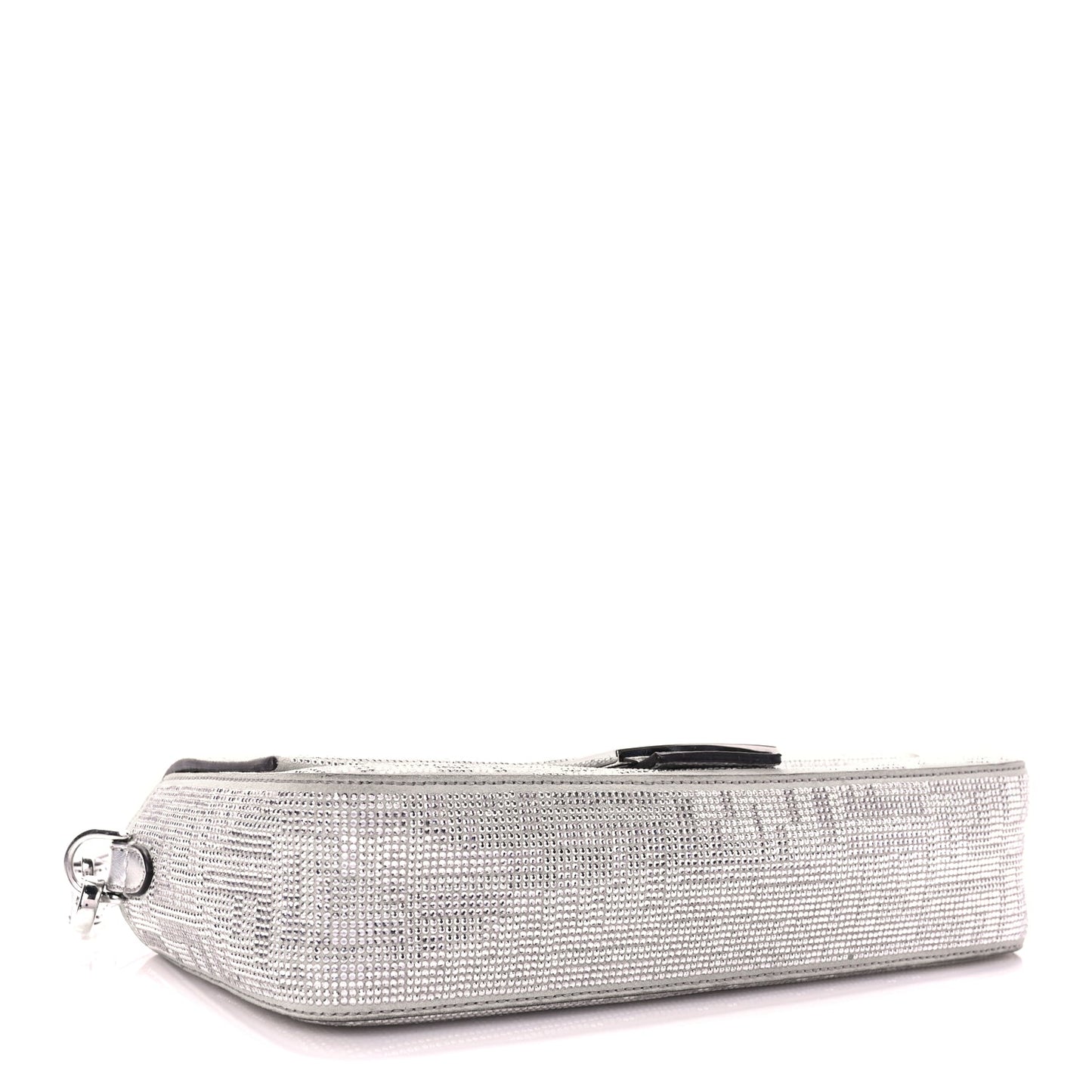 Fendi Crystal Vitello Laminato FF Medium Baguette Crystal Argento
