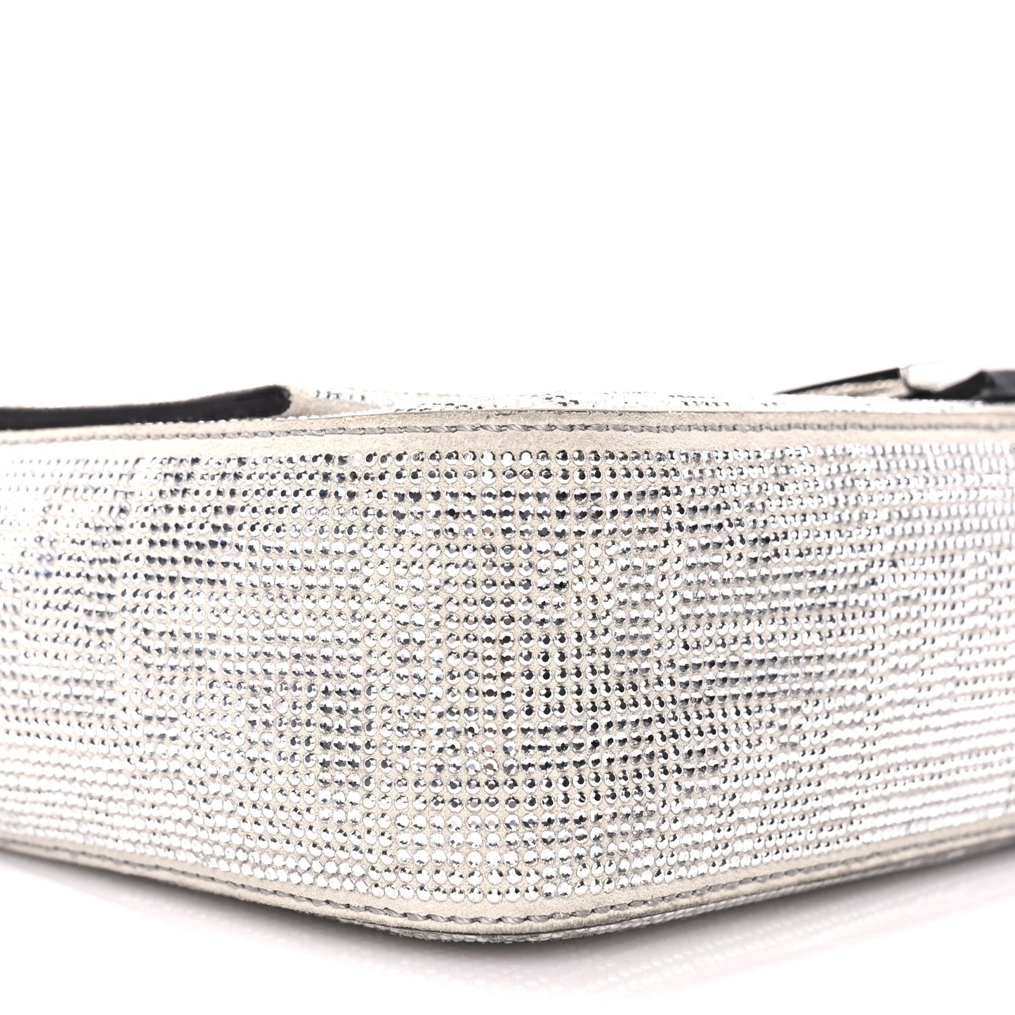 Fendi Crystal Vitello Laminato FF Medium Baguette Crystal Argento