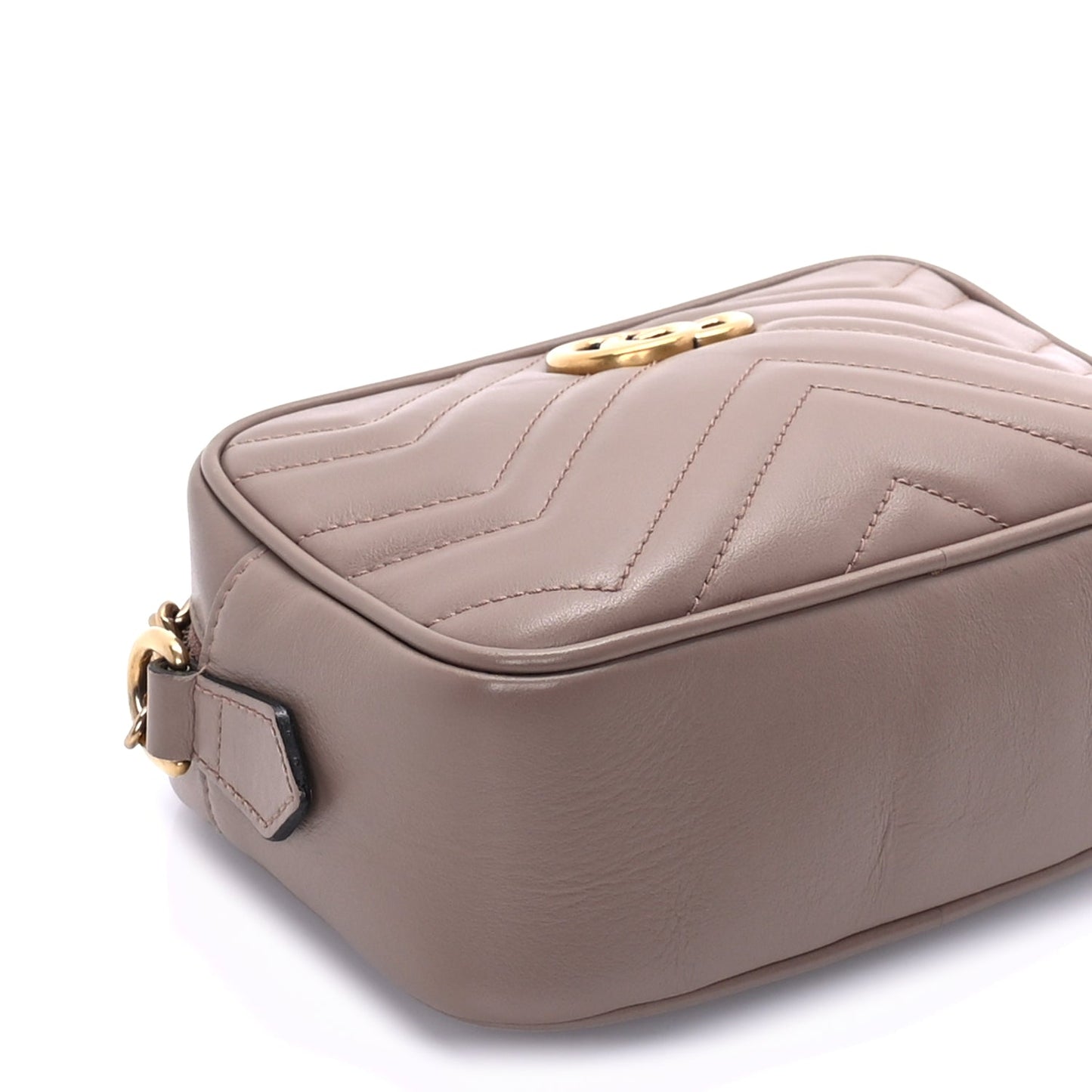 Gucci Calfskin Matelasse Mini GG Marmont Chain Shoulder Bag  Porcelain Rose