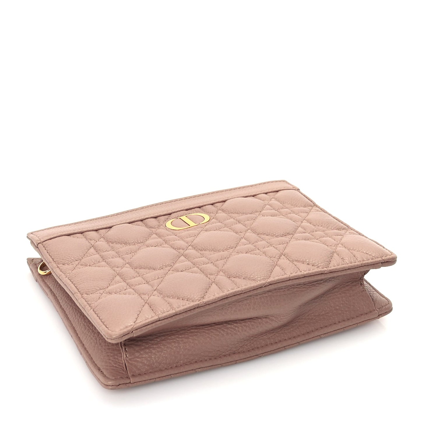Christian Dior Calfskin Cannage Caro Zipped Pouch With Chain  Fard