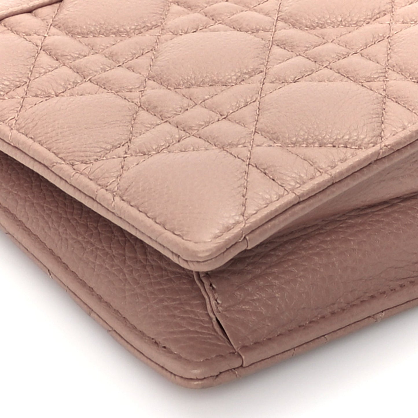 Christian Dior Calfskin Cannage Caro Zipped Pouch With Chain  Fard