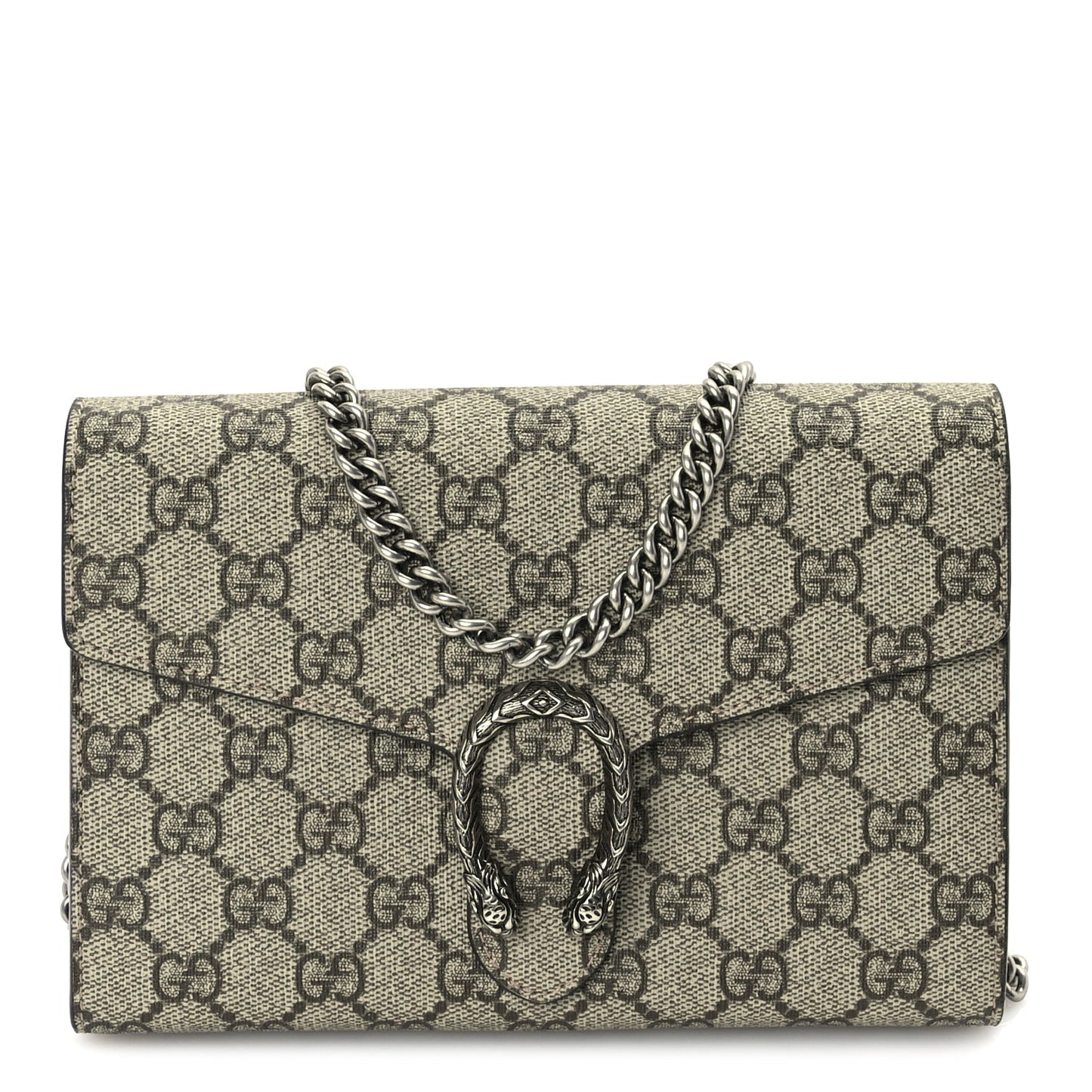 Gucci GG Supreme Monogram Mini Dionysus Chain Wallet Beige Taupe