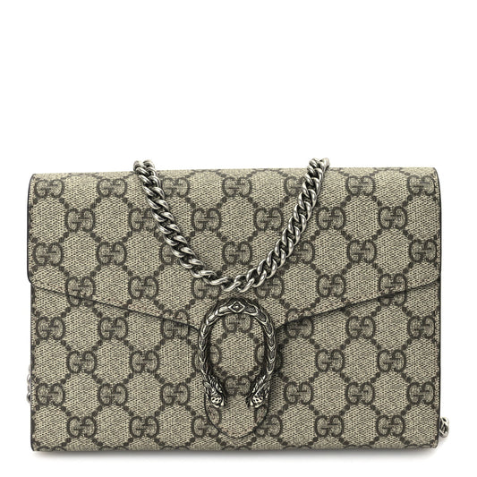 Gucci GG Supreme Monogram Mini Dionysus Chain Wallet Beige Taupe