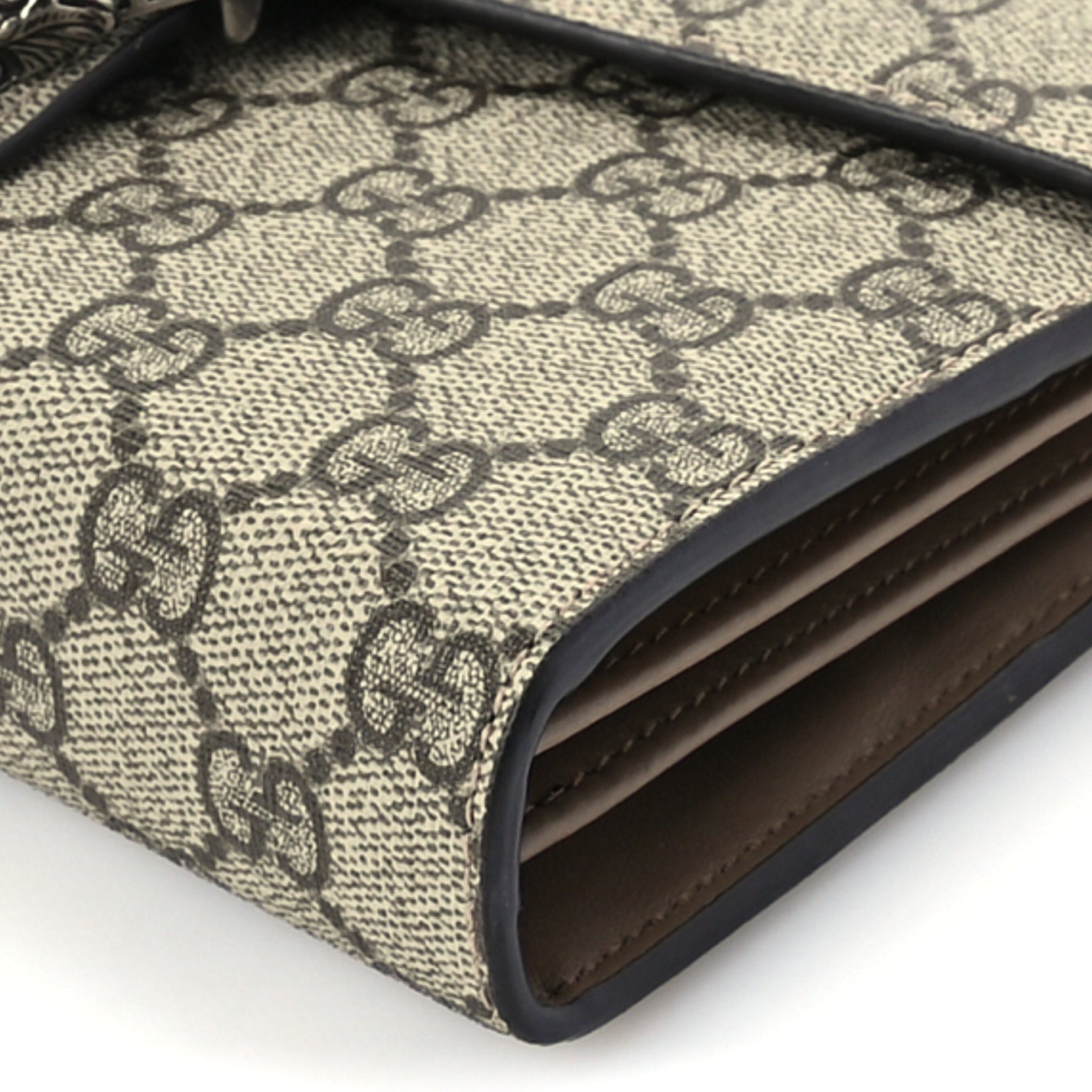 Gucci GG Supreme Monogram Mini Dionysus Chain Wallet Beige Taupe