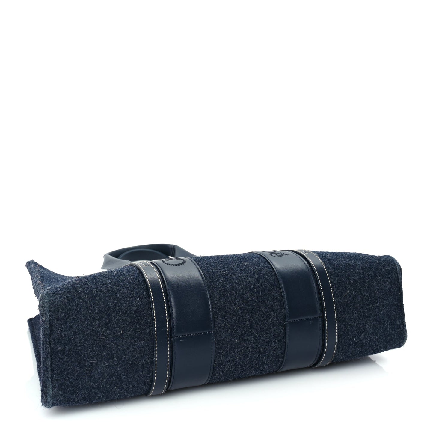 Chloe Felt Shiny Calfskin Large Woody Ribbon Tote Obscure Navy