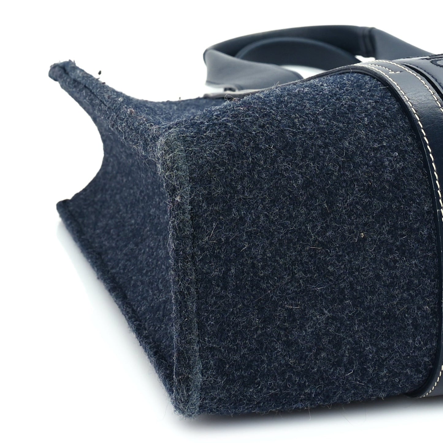 Chloe Felt Shiny Calfskin Large Woody Ribbon Tote Obscure Navy