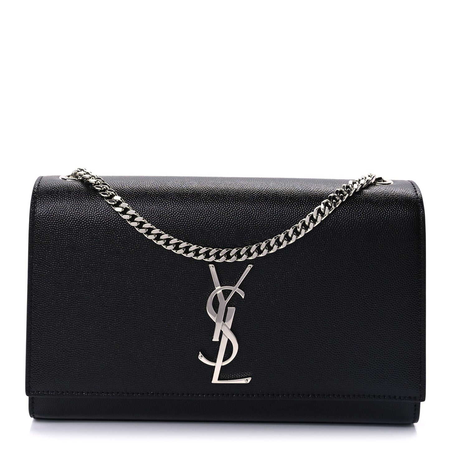 Saint Laurent Grain De Poudre Medium Classic Monogram Kate Satchel Black