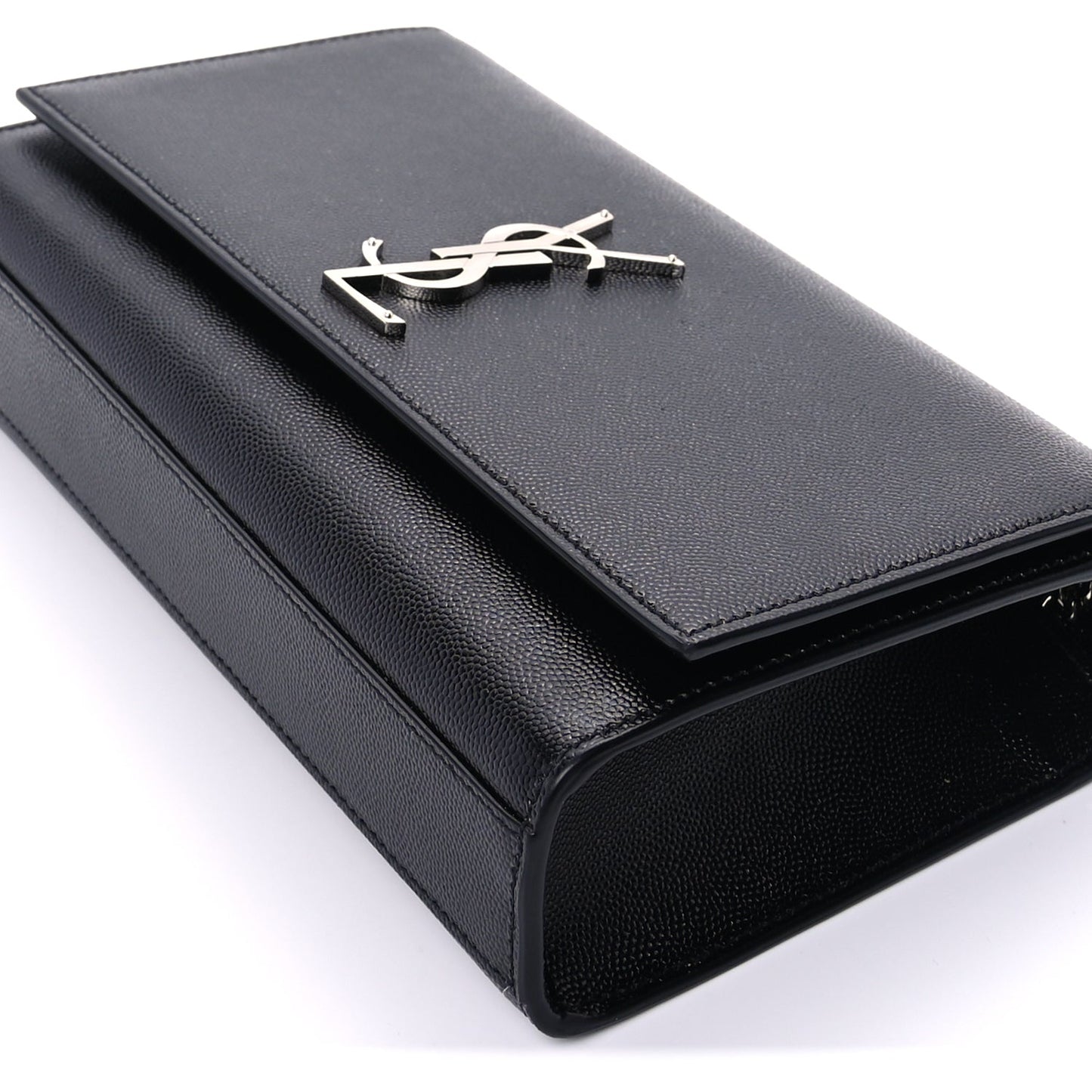 Saint Laurent Grain De Poudre Medium Classic Monogram Kate Satchel Black