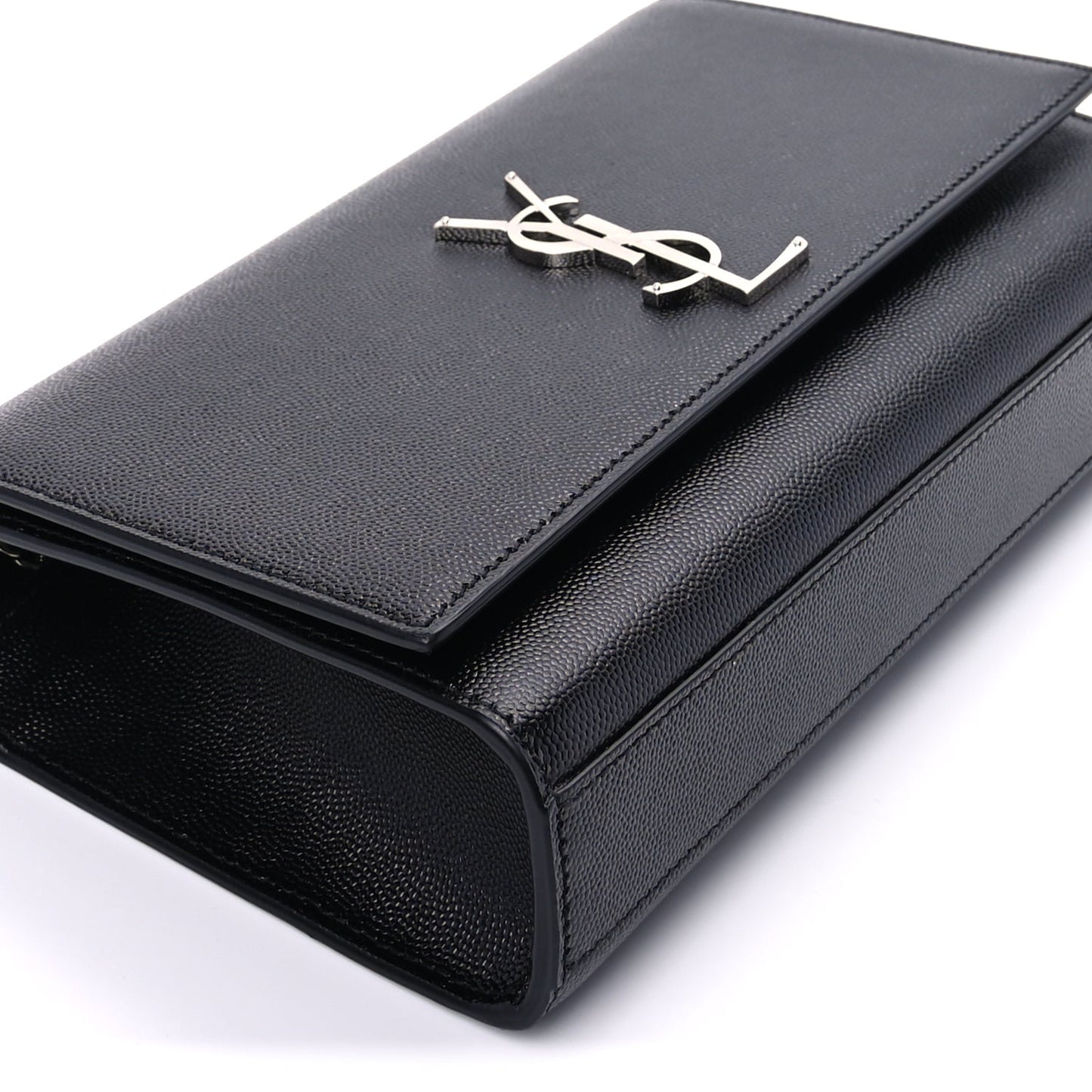 Saint Laurent Grain De Poudre Medium Classic Monogram Kate Satchel Black
