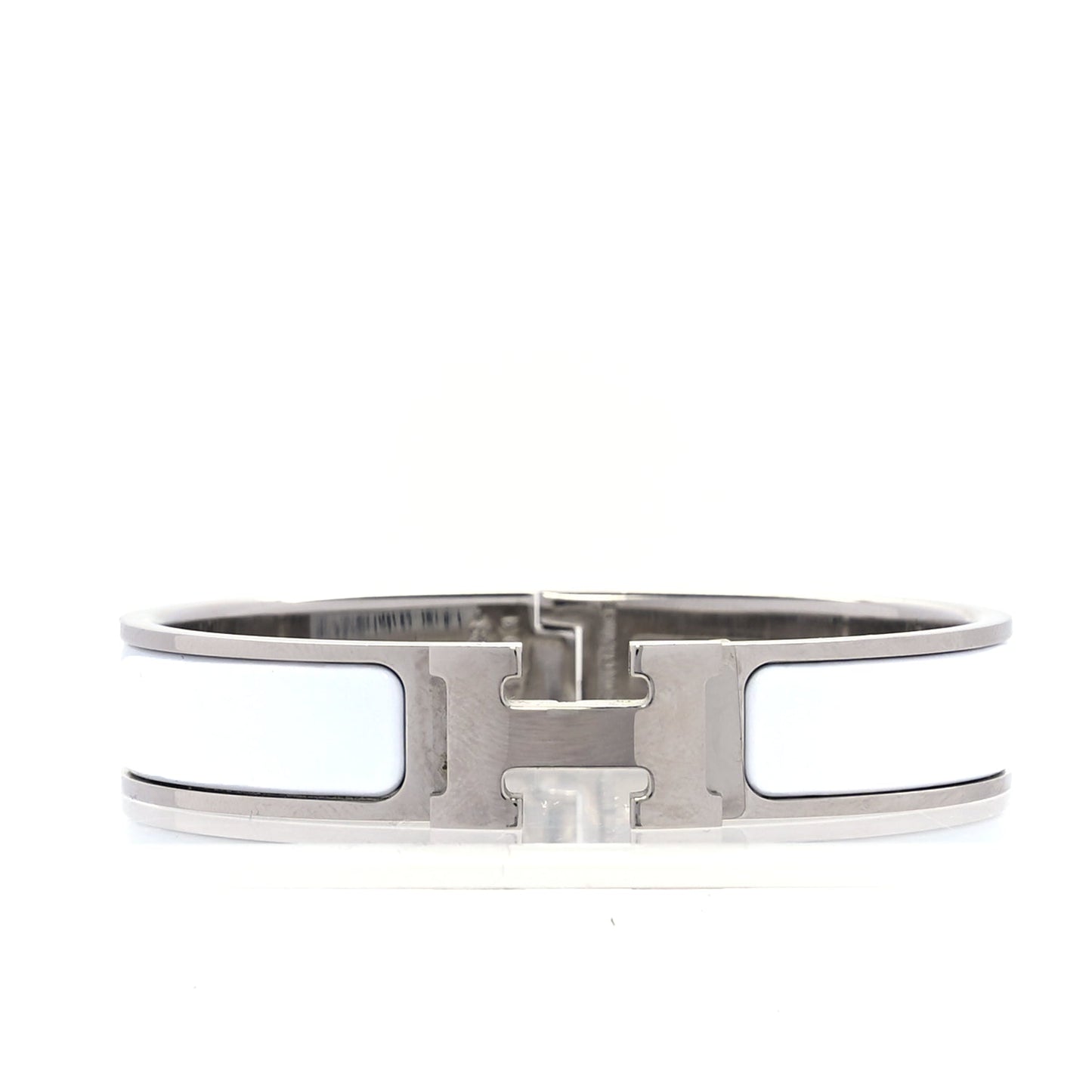 Hermes Enamel Narrow Clic Clac H Bracelet PM  White