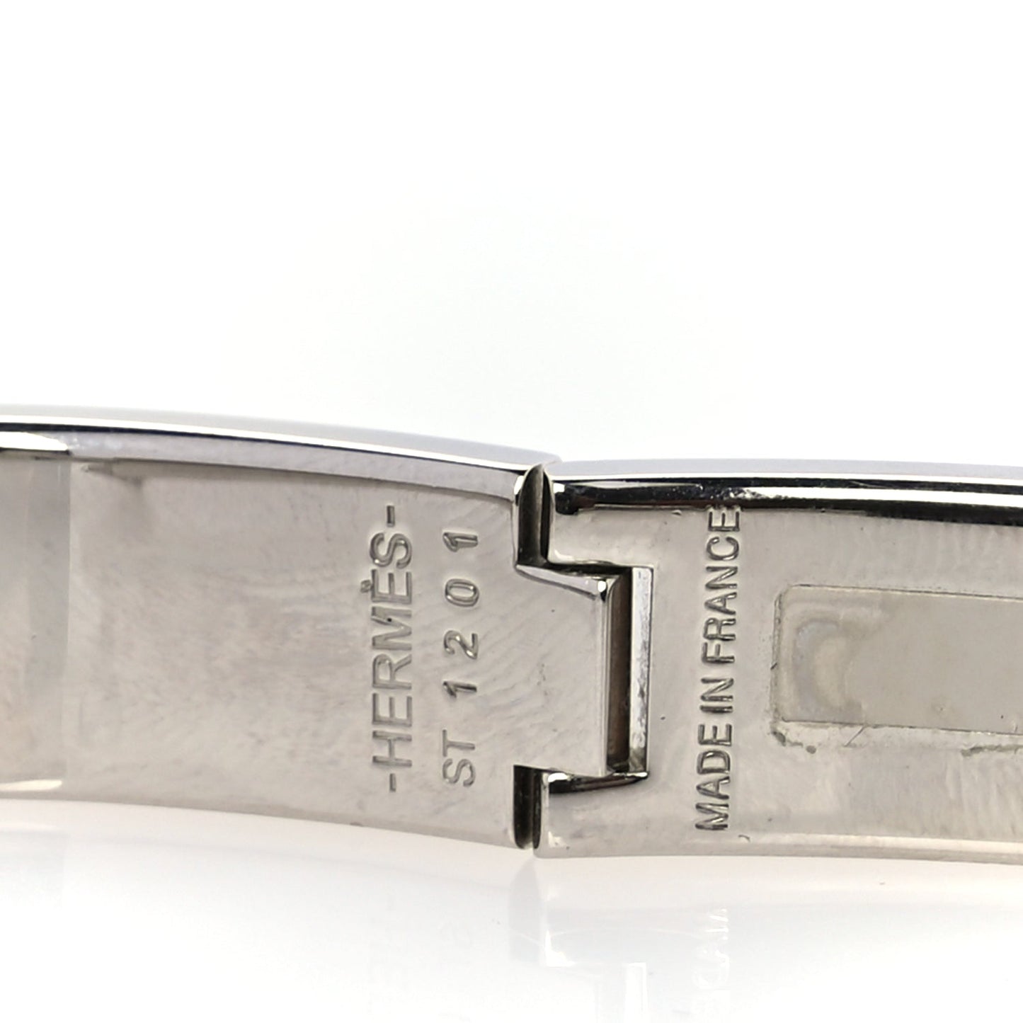 Hermes Enamel Narrow Clic Clac H Bracelet PM  White
