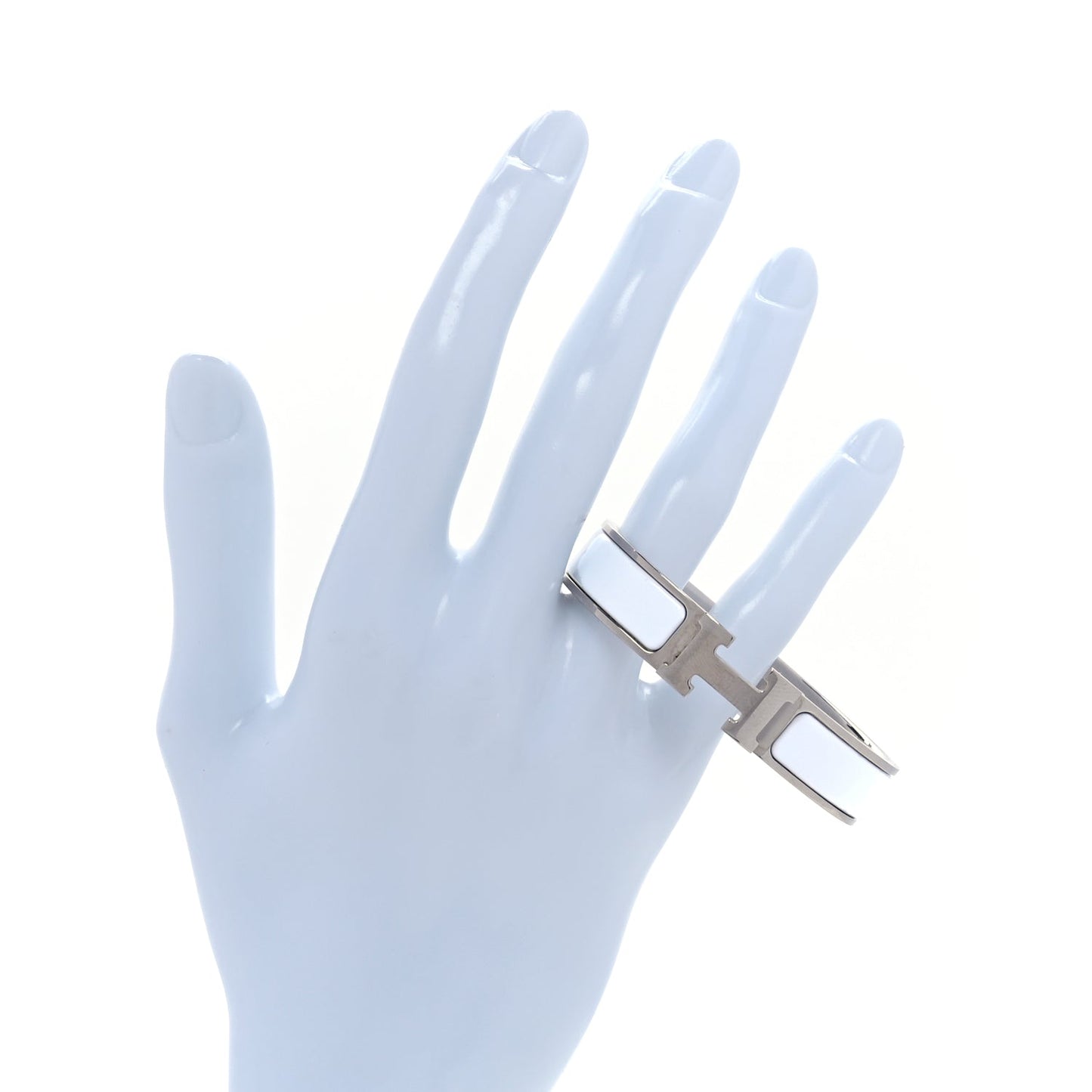 Hermes Enamel Narrow Clic Clac H Bracelet PM  White