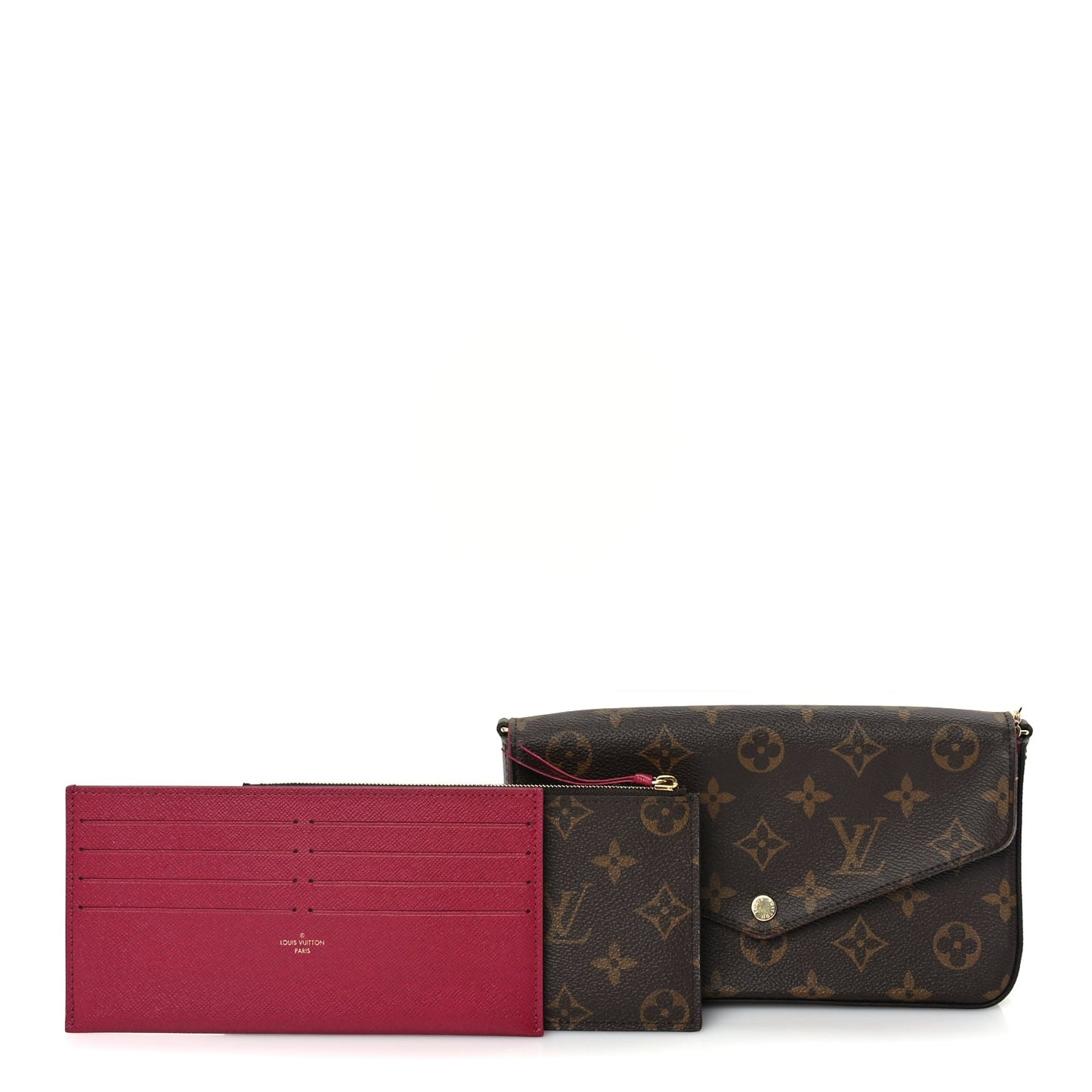 Louis Vuitton Monogram Pochette Felicie Chain Wallet  Fuchsia