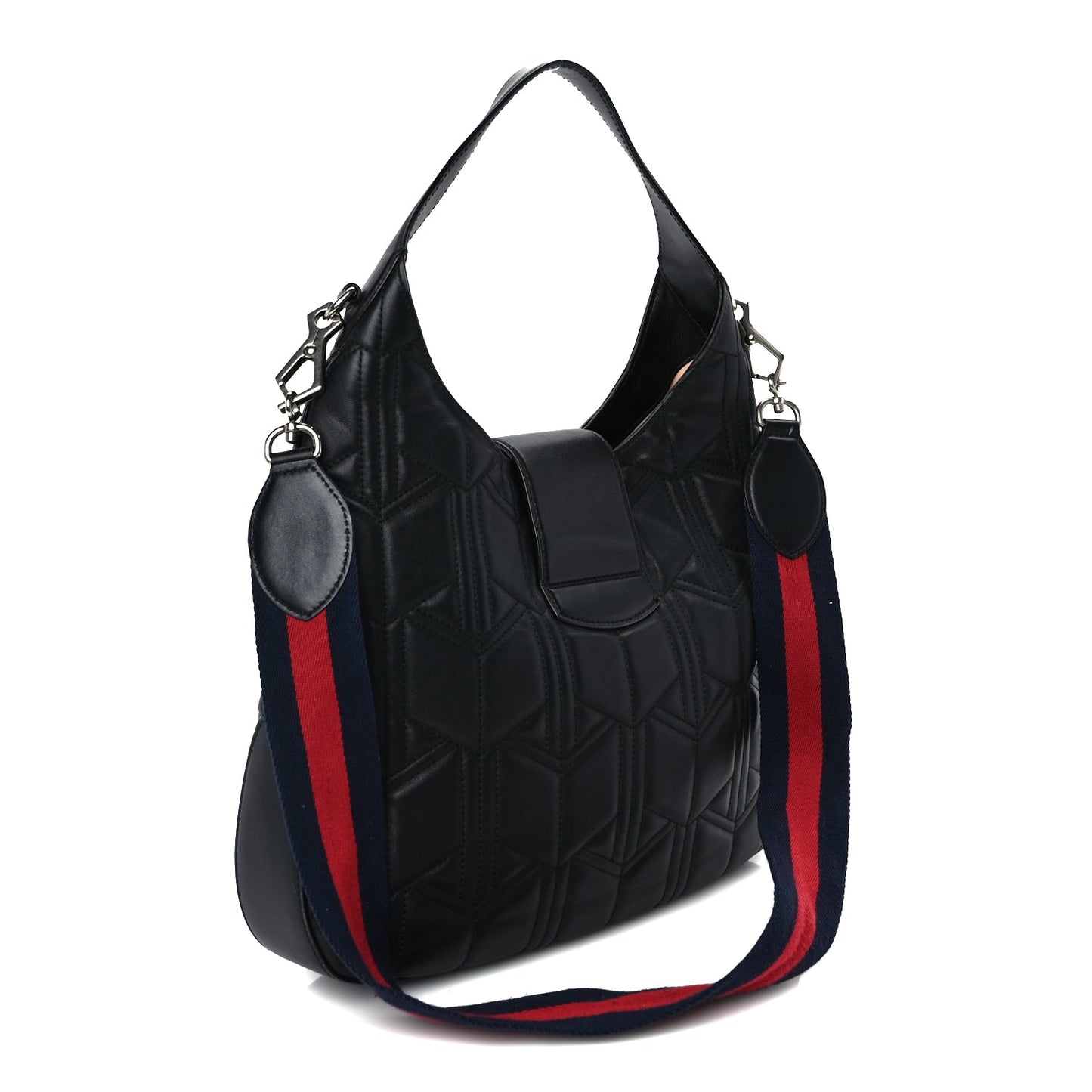Gucci Calfskin Web Quilted Medium Dionysus Hobo Black