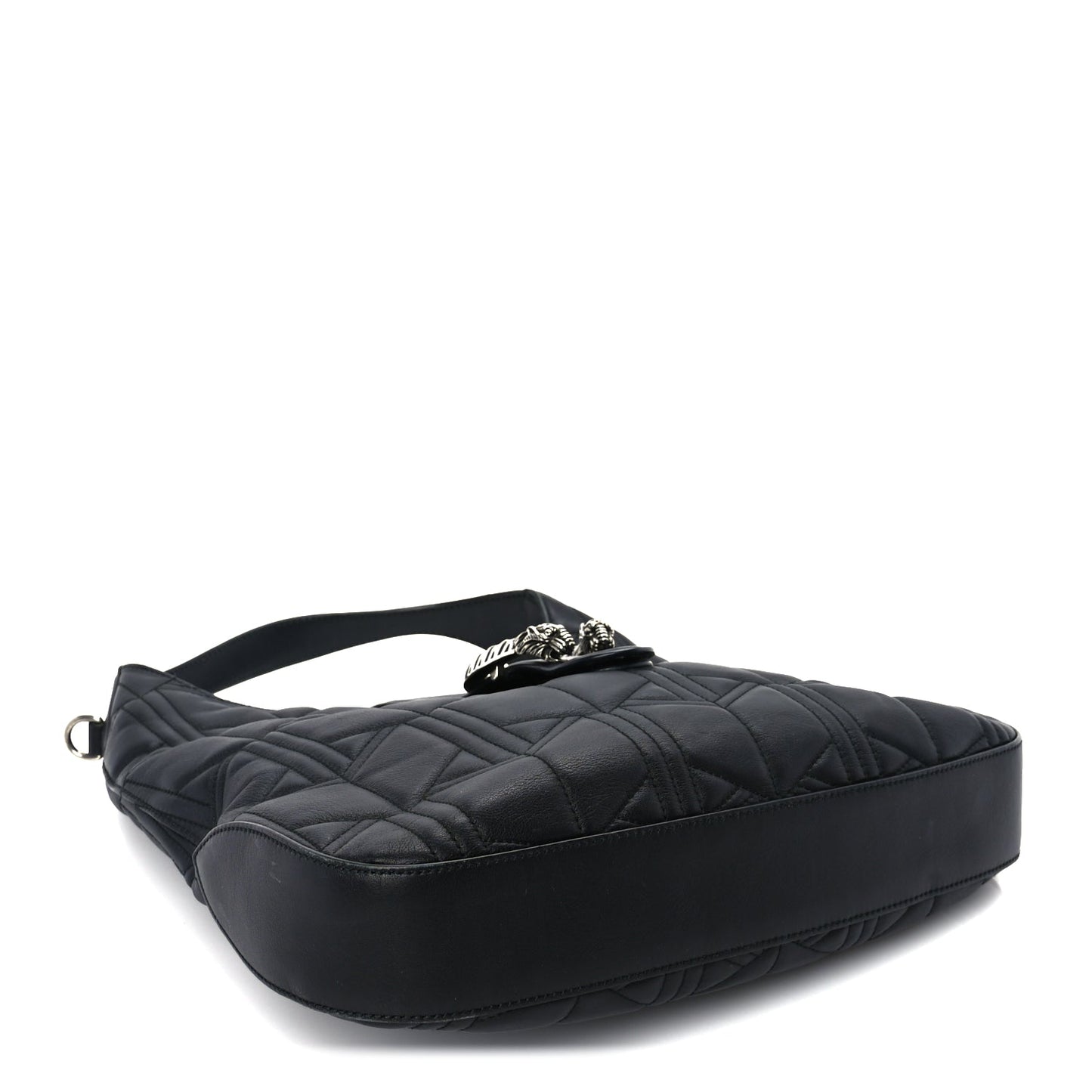 Gucci Calfskin Web Quilted Medium Dionysus Hobo Black