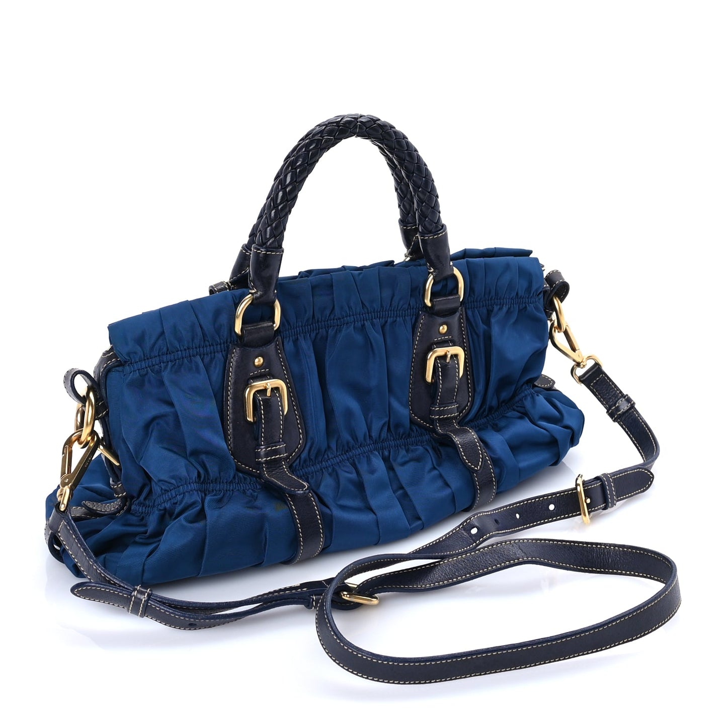 Prada Tessuto Nylon Gaufre Shopping Satchel Bluette