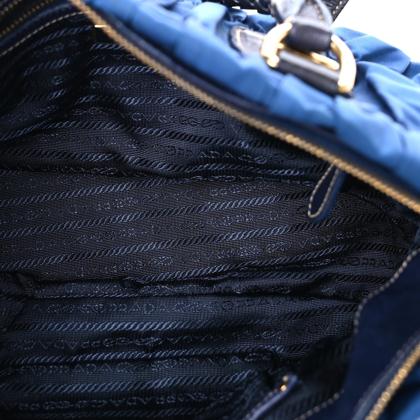 Prada Tessuto Nylon Gaufre Shopping Satchel Bluette