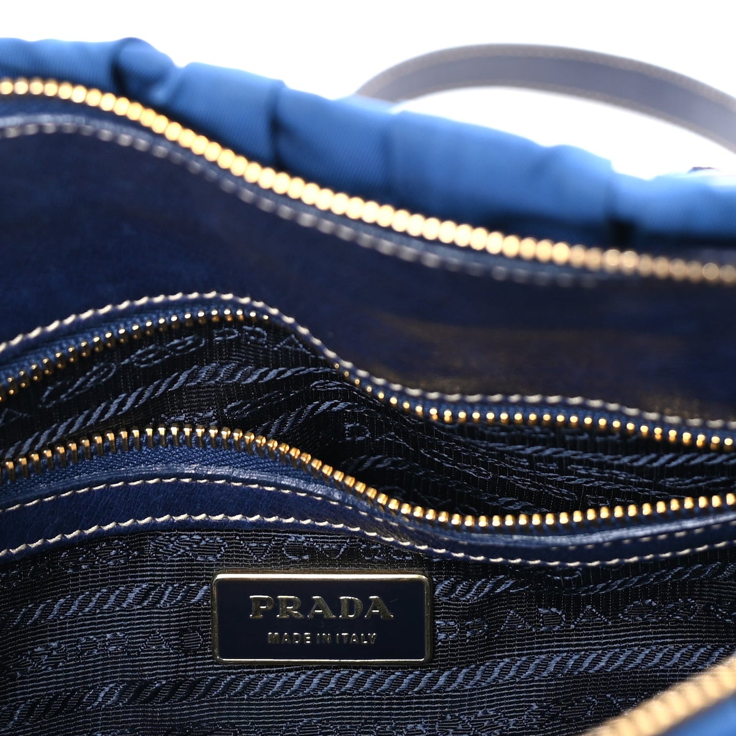 Prada Tessuto Nylon Gaufre Shopping Satchel Bluette
