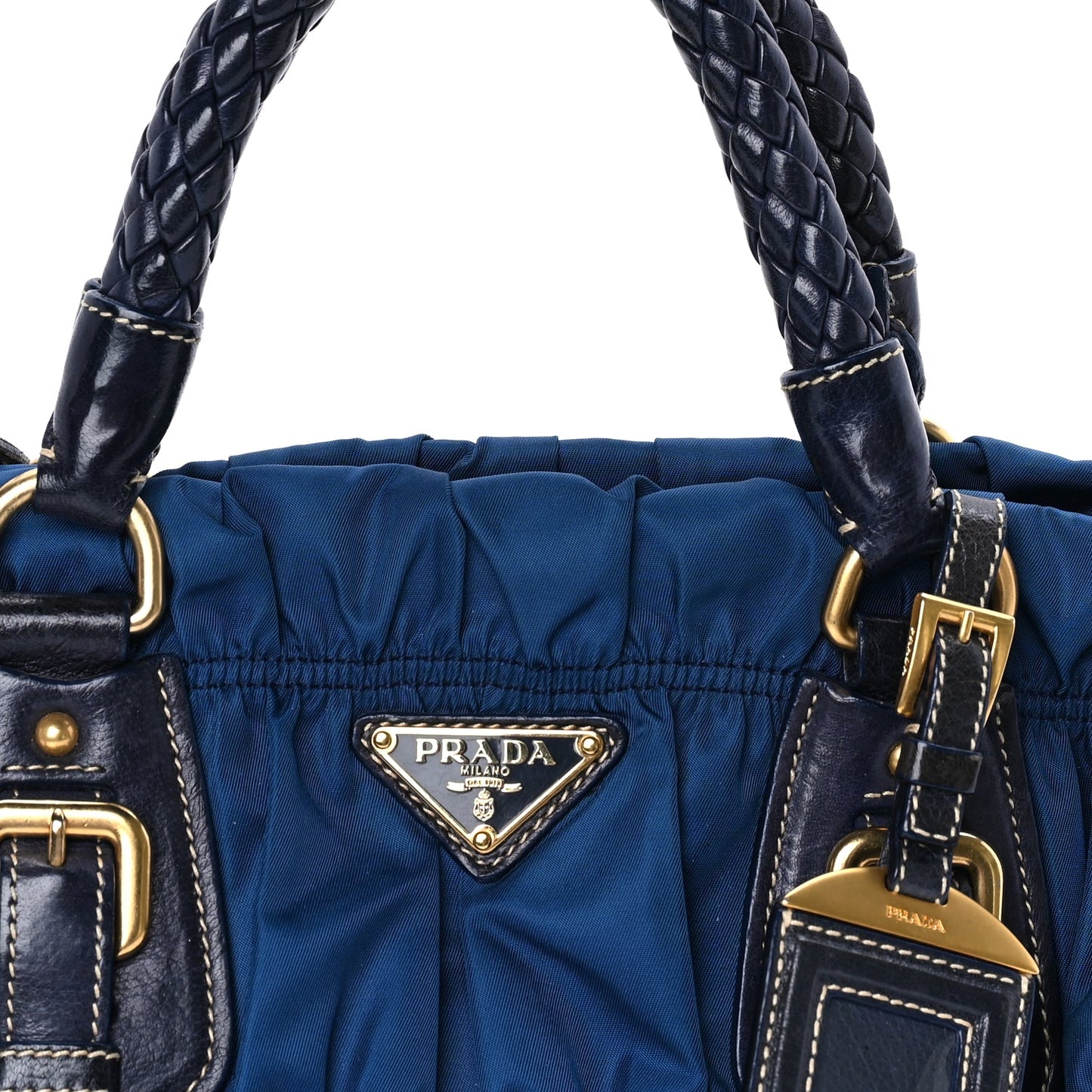 Prada Tessuto Nylon Gaufre Shopping Satchel Bluette