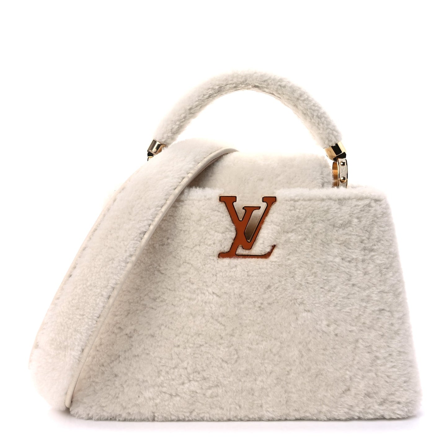 Louis Vuitton Shearling Calfskin Capucines BB White