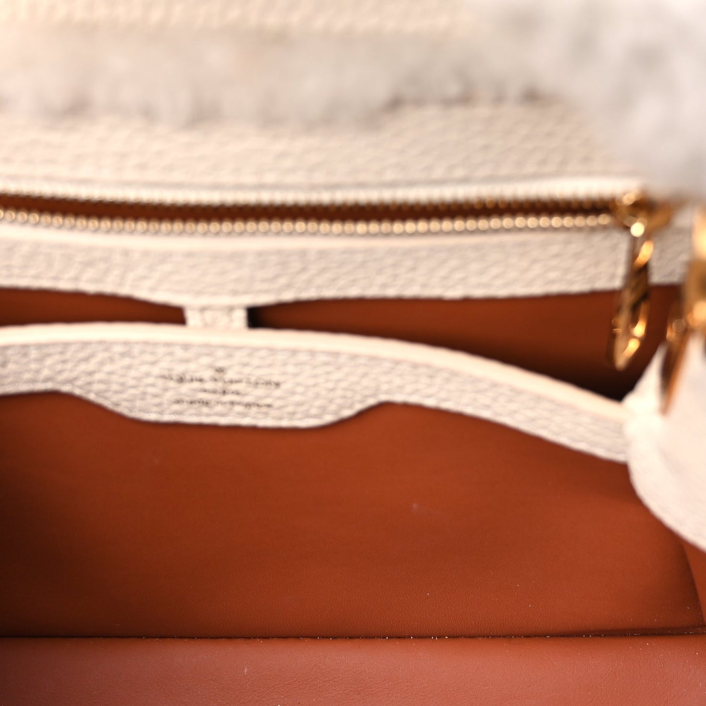 Louis Vuitton Shearling Calfskin Capucines BB White
