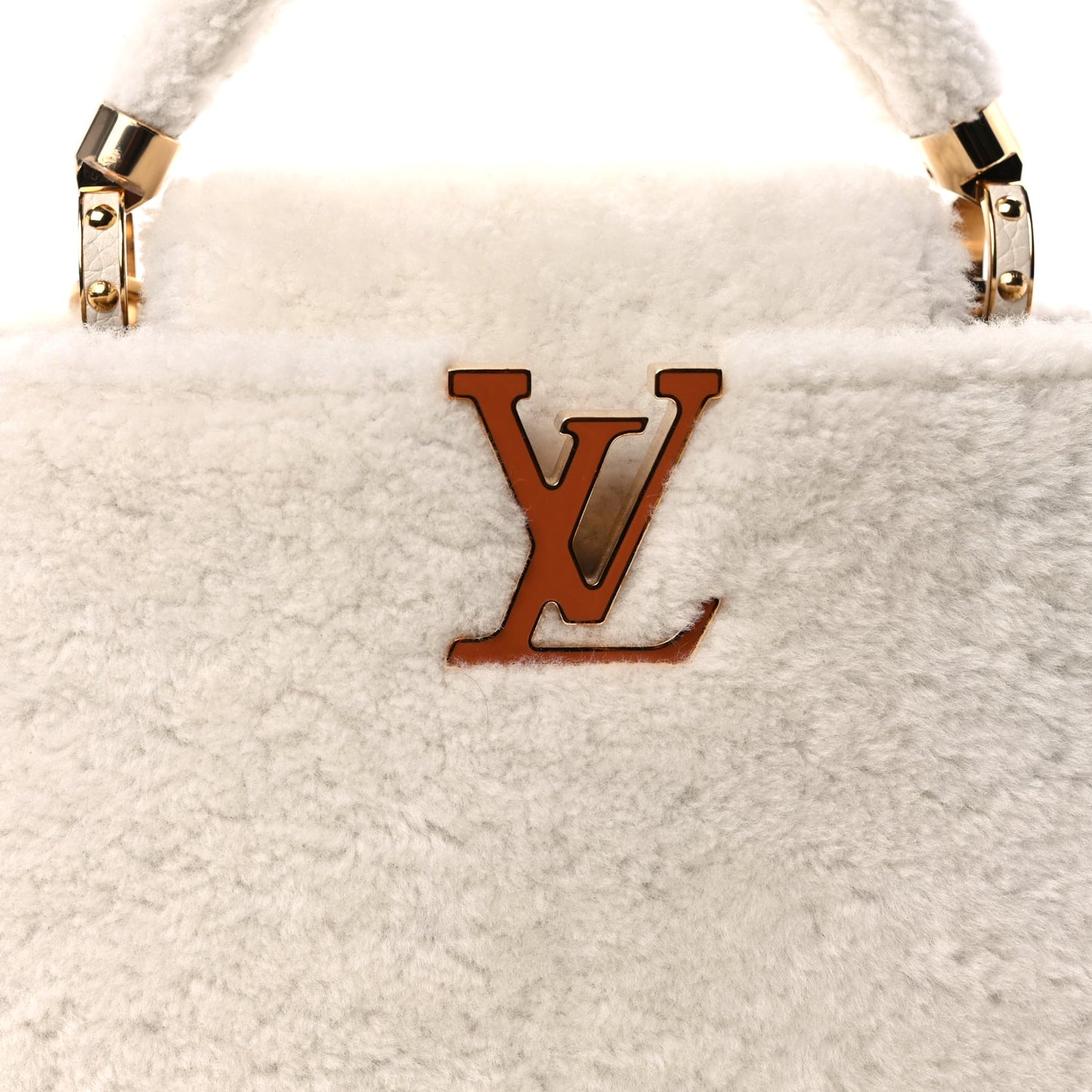 Louis Vuitton Shearling Calfskin Capucines BB White