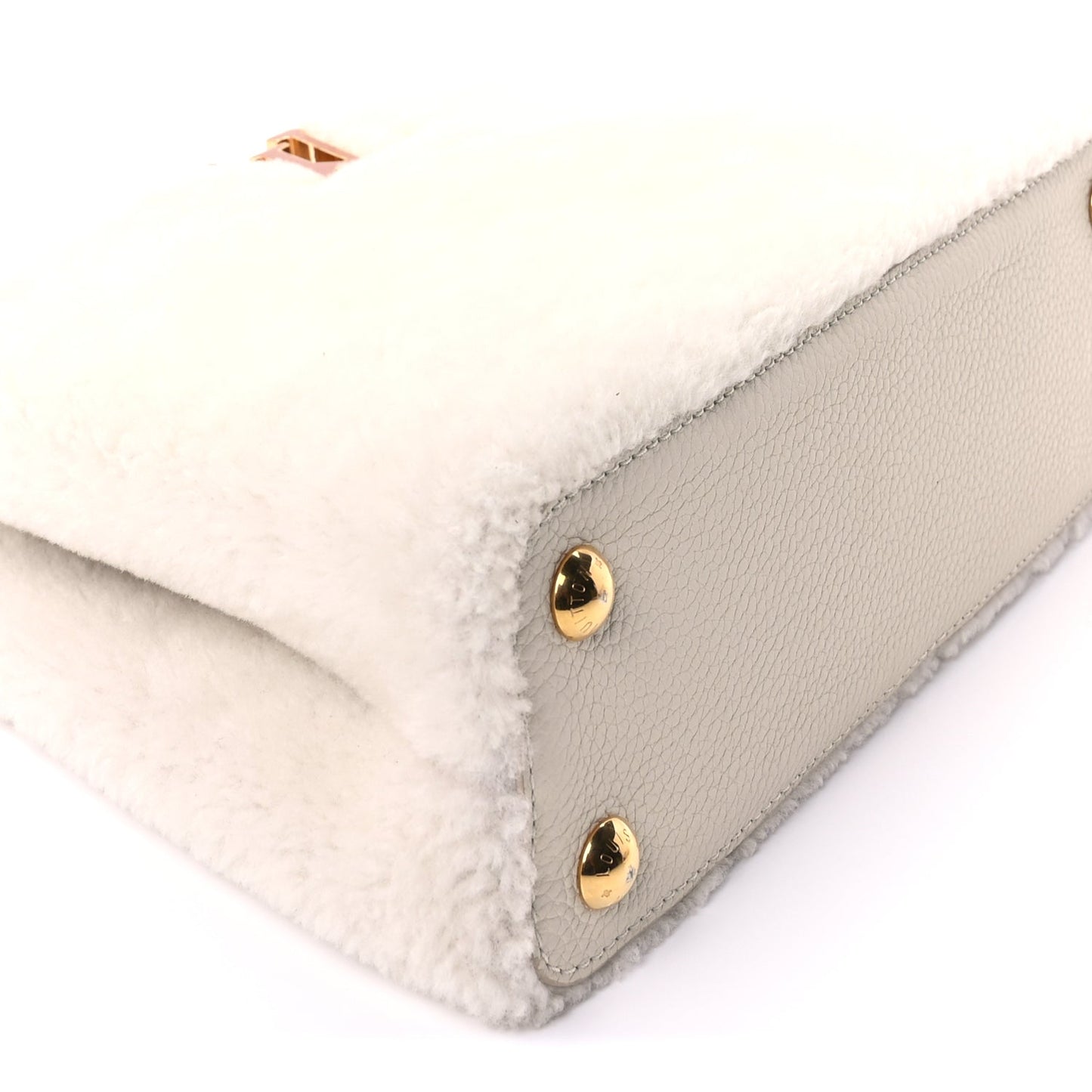 Louis Vuitton Shearling Calfskin Capucines BB White