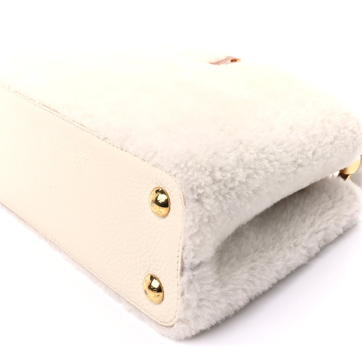 Louis Vuitton Shearling Calfskin Capucines BB White