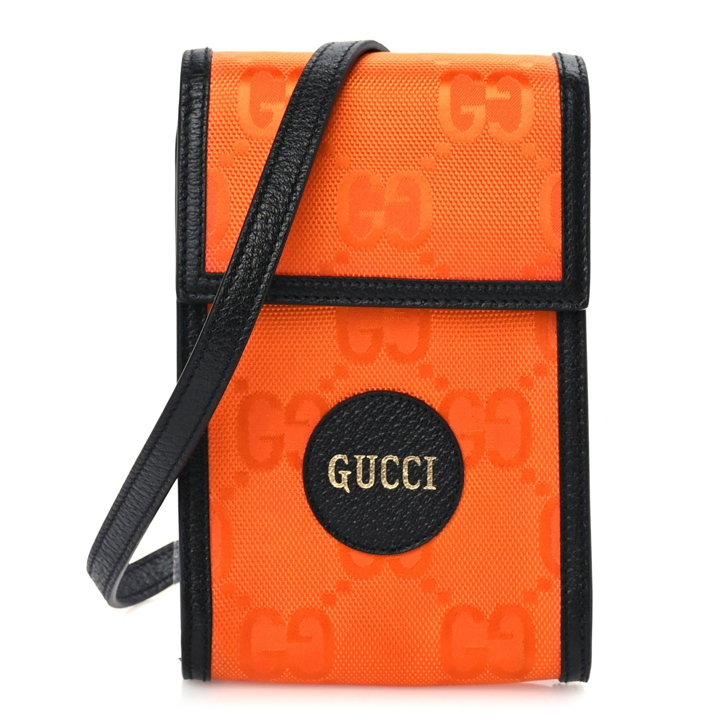 Gucci Econyl Nylon Monogram Off The Grid Crossbody Bag Carrot Orange Black