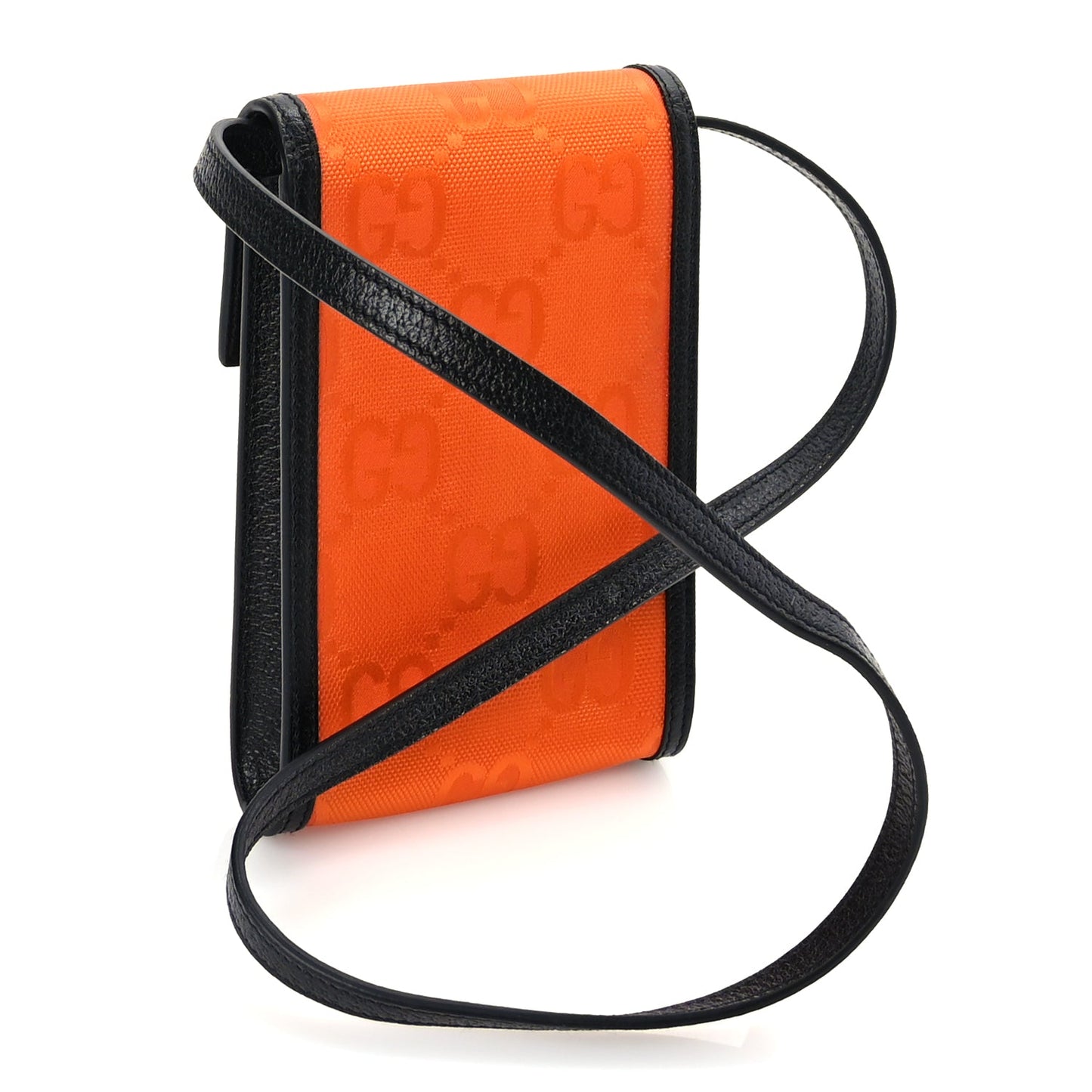 Gucci Econyl Nylon Monogram Off The Grid Crossbody Bag Carrot Orange Black