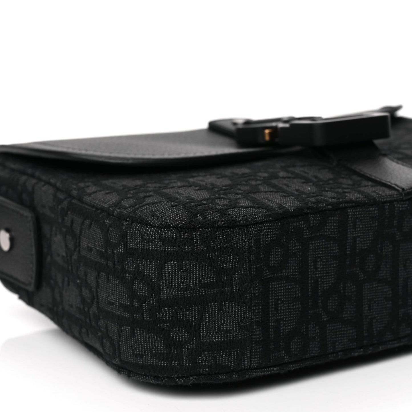 Christian Dior Oblique Jacquard Grained Calfskin Small Saddle Messenger Bag Black Oblique Monogram