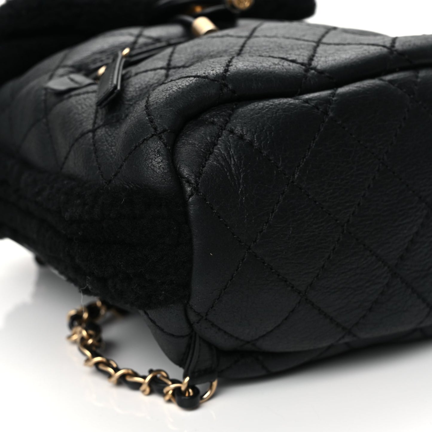 Chanel Lambskin Shearling Quilted CC Backpack Black