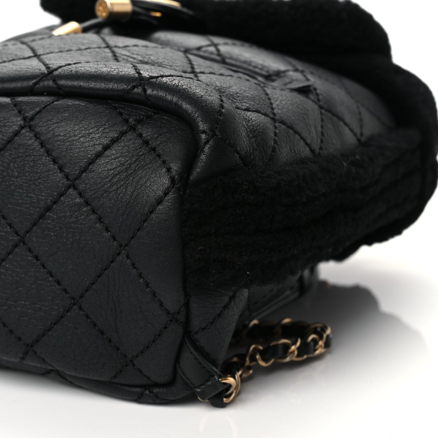 Chanel Lambskin Shearling Quilted CC Backpack Black