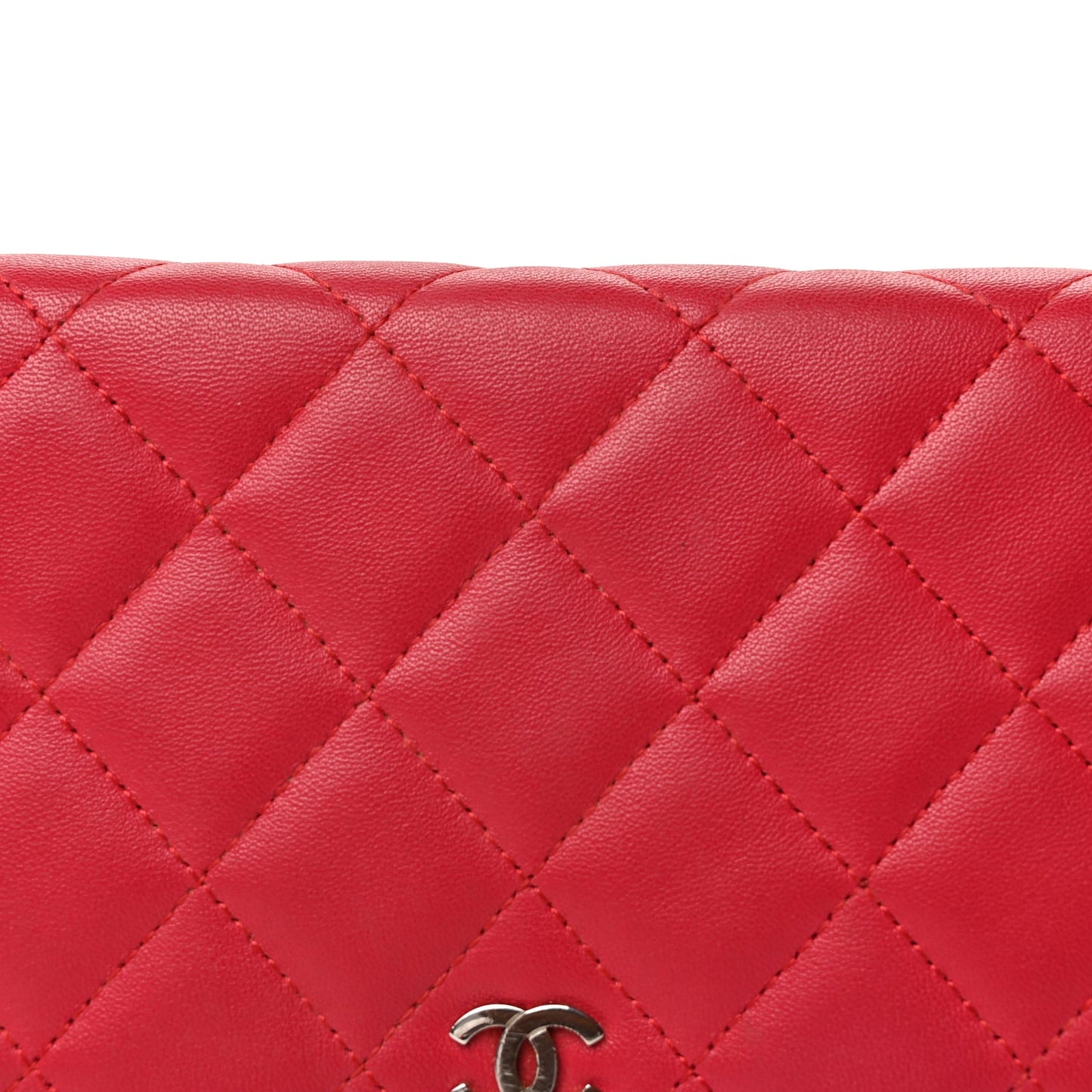 Chanel Lambskin Quilted Wallet On Chain WOC  Dark Pink