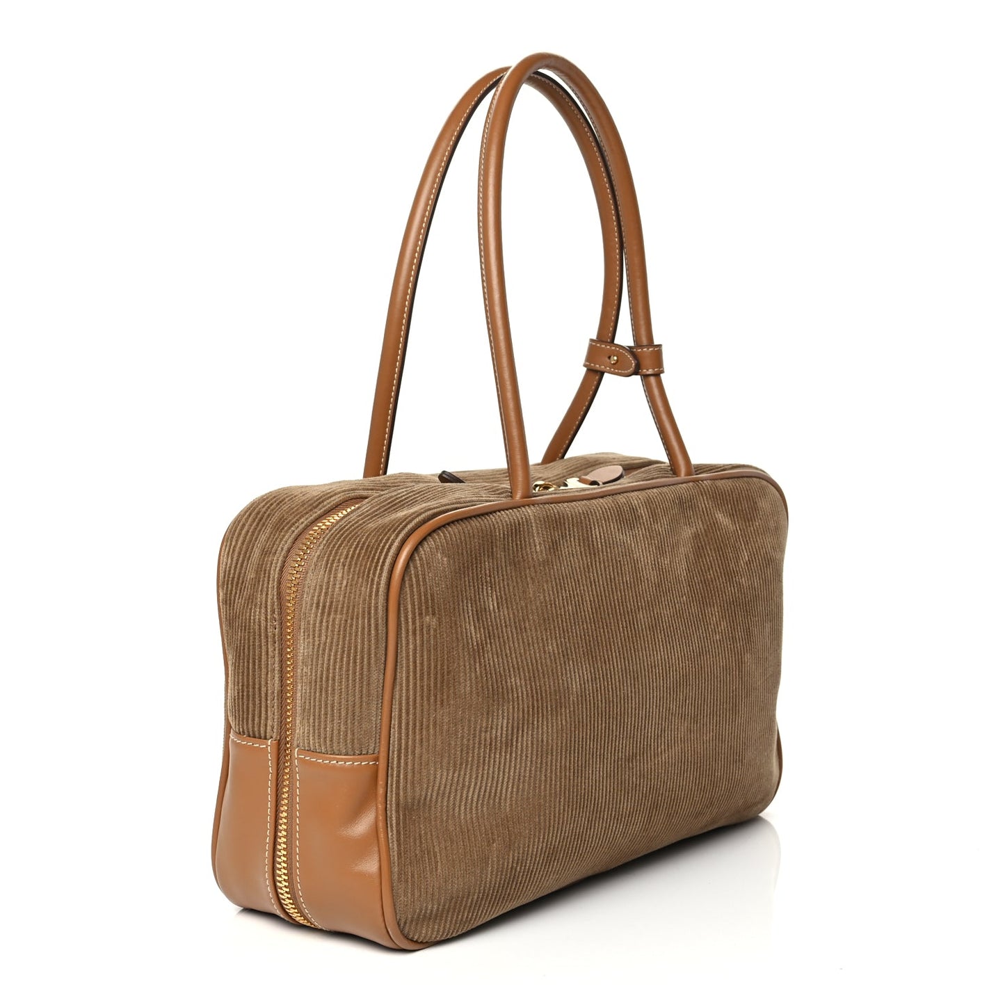Miu Miu Corduroy Large Beau Top Handle Bag Cinnamon