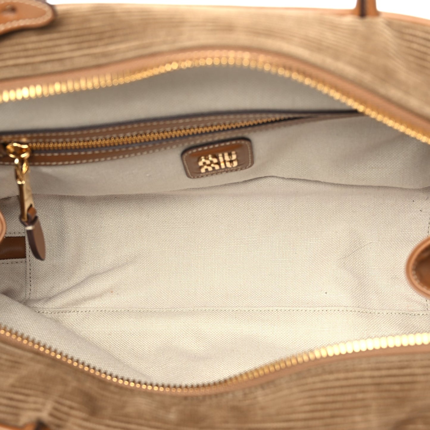 Miu Miu Corduroy Large Beau Top Handle Bag Cinnamon