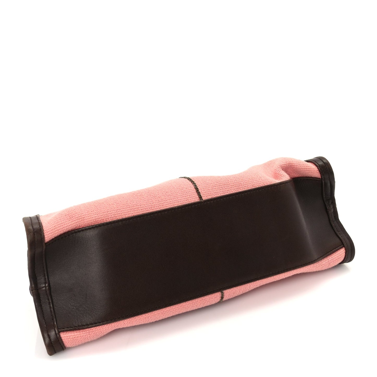 Bottega Veneta Canvas Calfskin Trimmed Shoulder Bag  Pink Brown