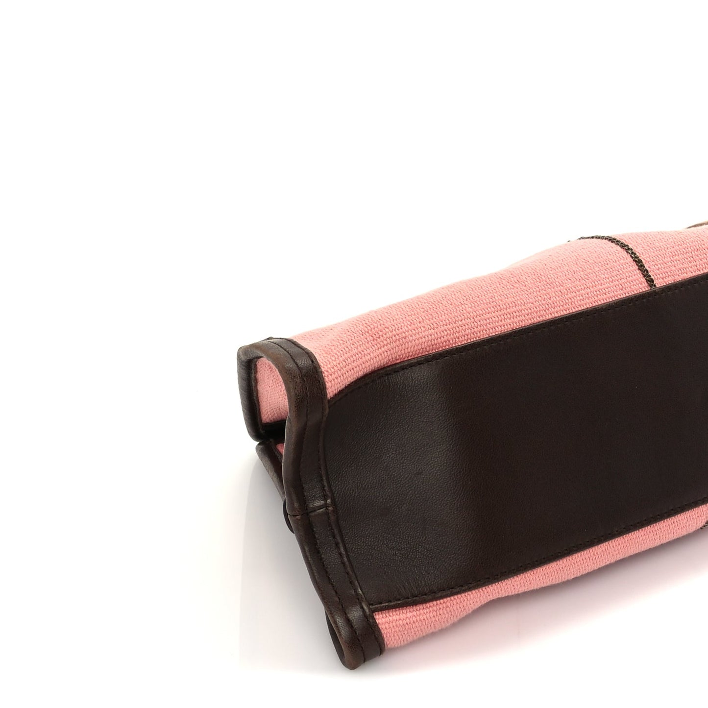 Bottega Veneta Canvas Calfskin Trimmed Shoulder Bag  Pink Brown