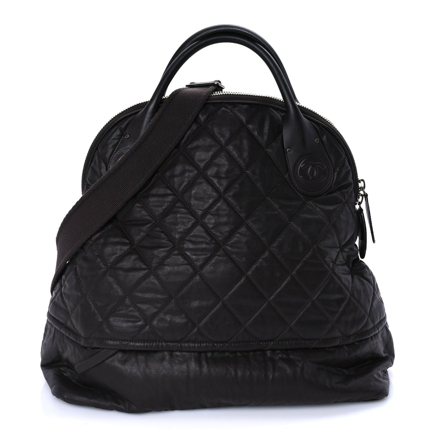 Chanel Coated Canvas Quilted Large Garment Travel Bag Brown