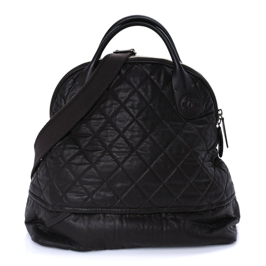 Chanel Coated Canvas Quilted Large Garment Travel Bag Brown