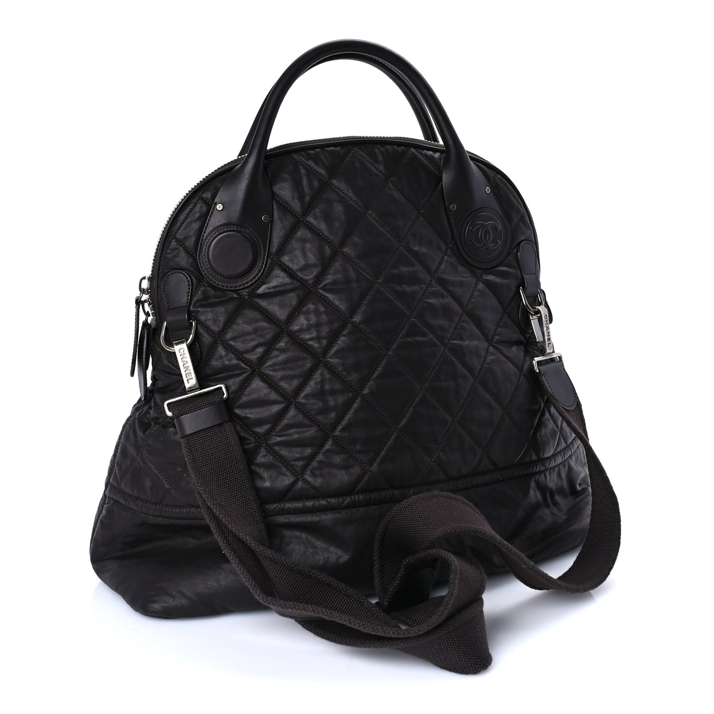Chanel Coated Canvas Quilted Large Garment Travel Bag Brown